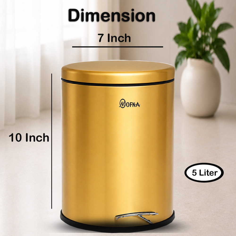 Stainless Steel Golden Pedal Dustbin 5 Liter