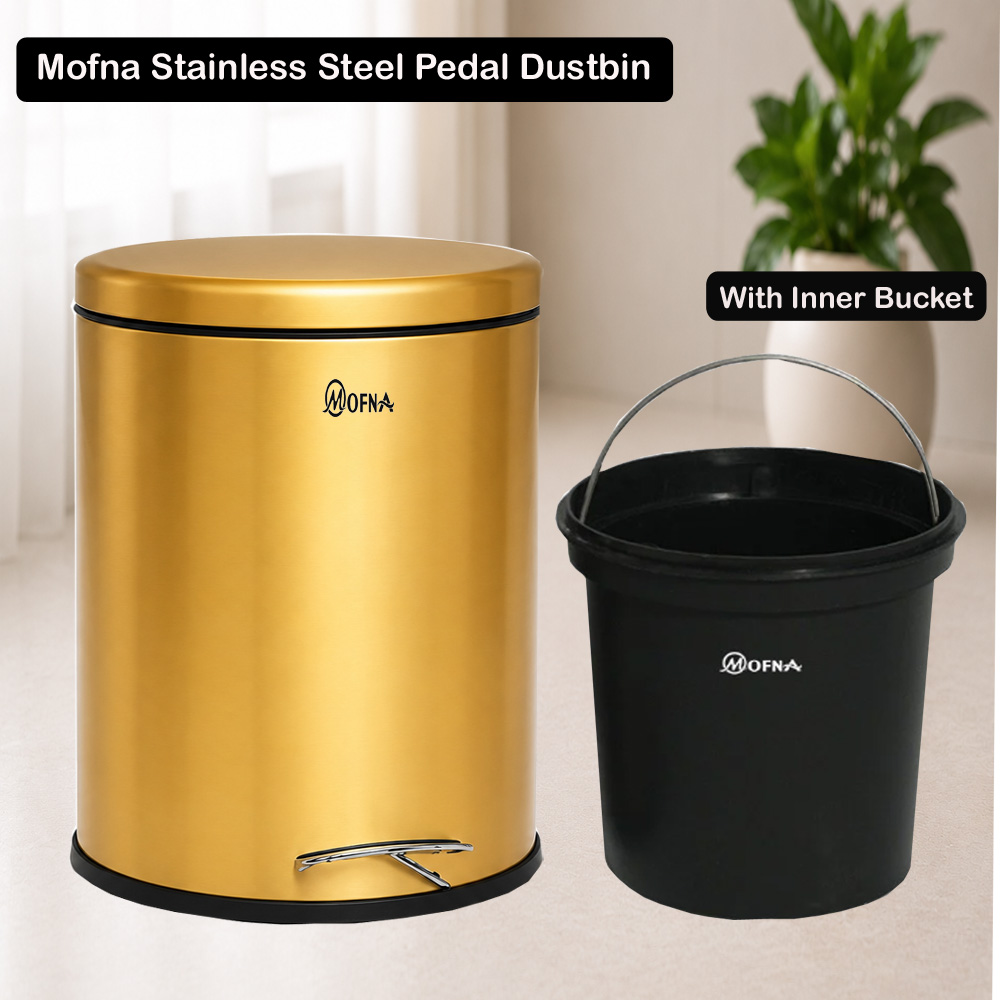 Stainless Steel Golden Pedal Dustbin 5 Liter
