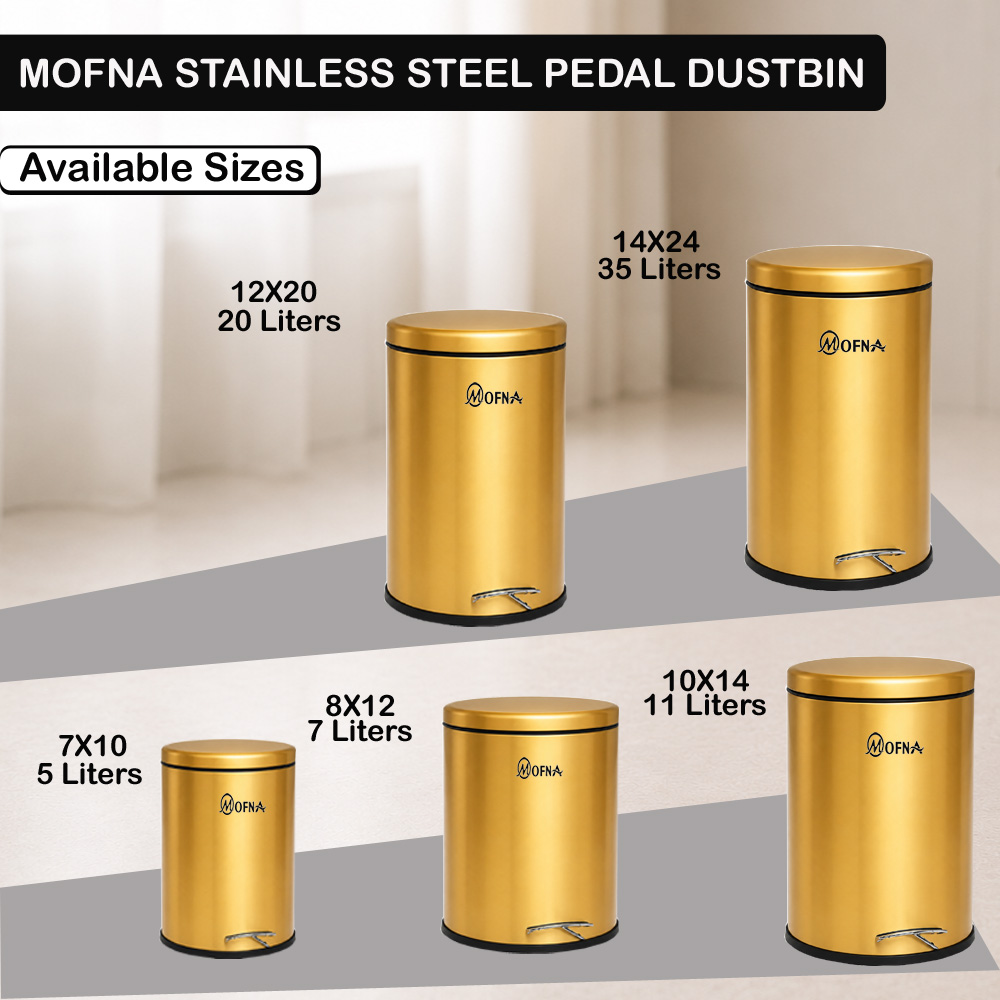 Stainless Steel Golden Pedal Dustbin 5 Liter