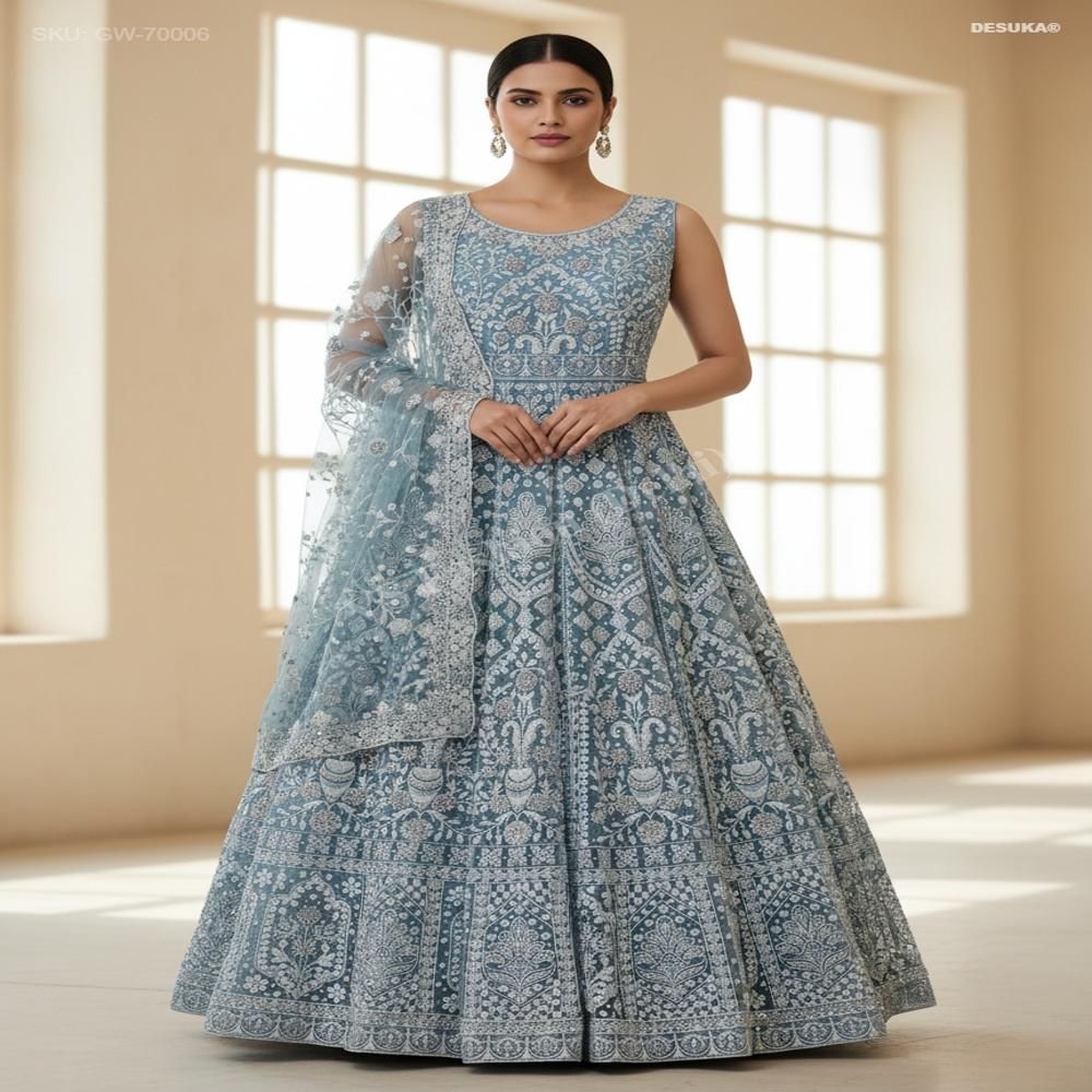 GW-70006 Embroidered Net Evening Gown