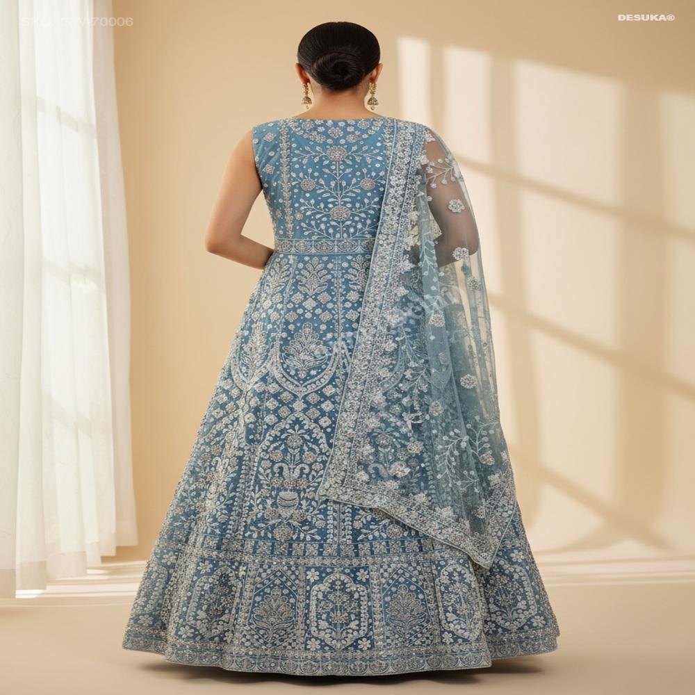 GW-70006 Embroidered Net Evening Gown