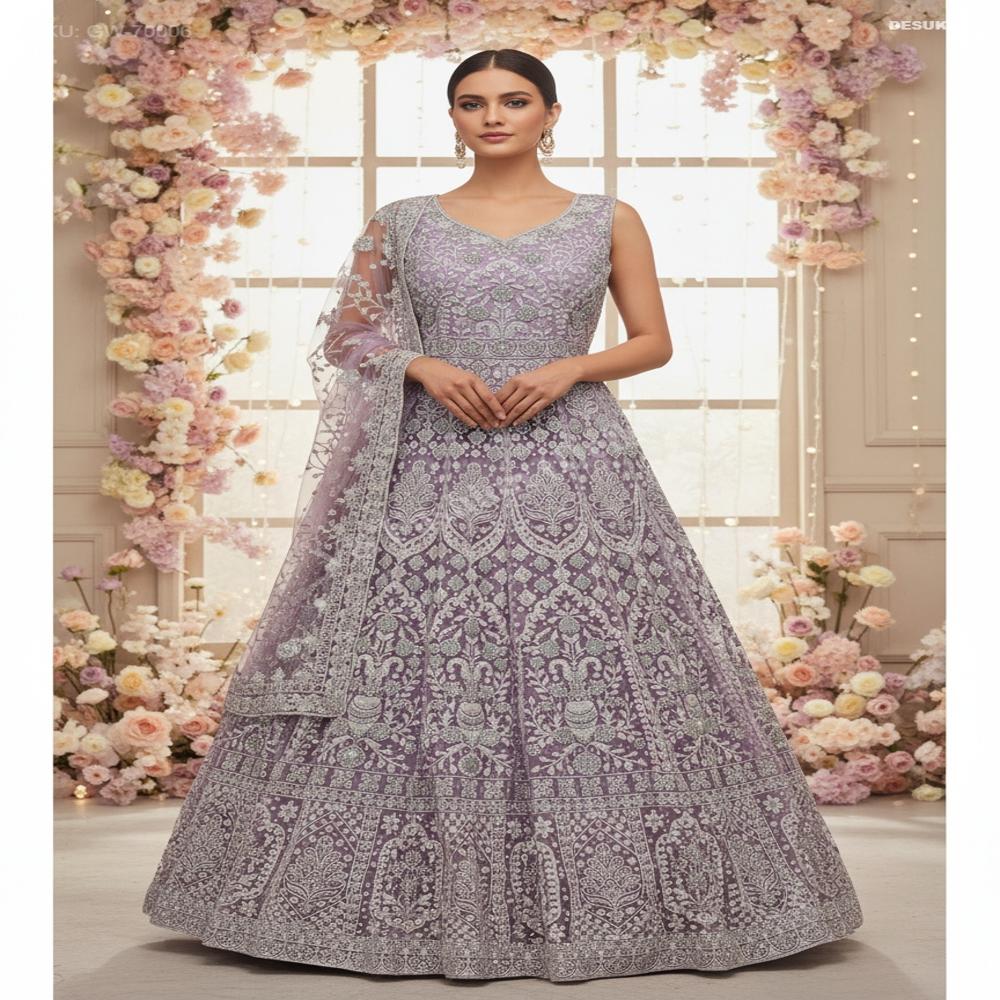 GW-70006 Embroidered Net Evening Gown