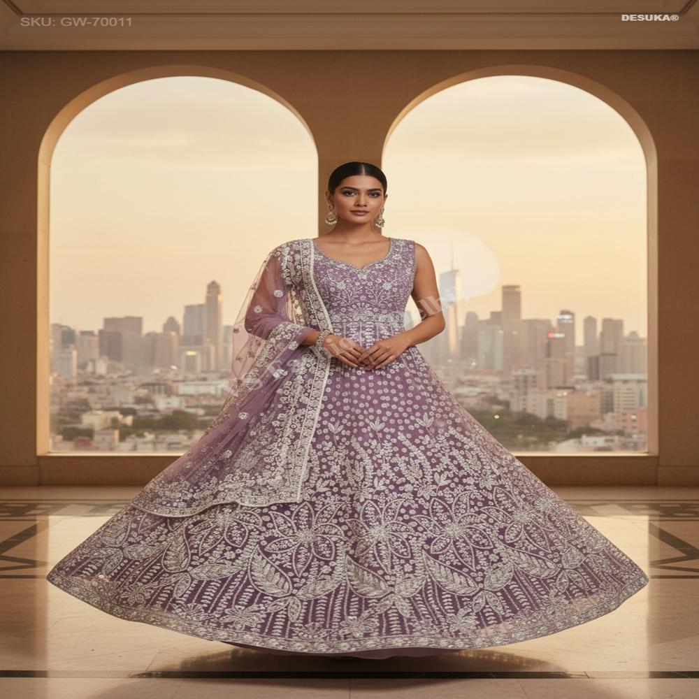 GW-70011 Heavy Floral Anarkali Gown