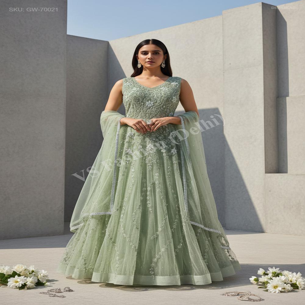 GW-70021 Cut-Dana Net Gown