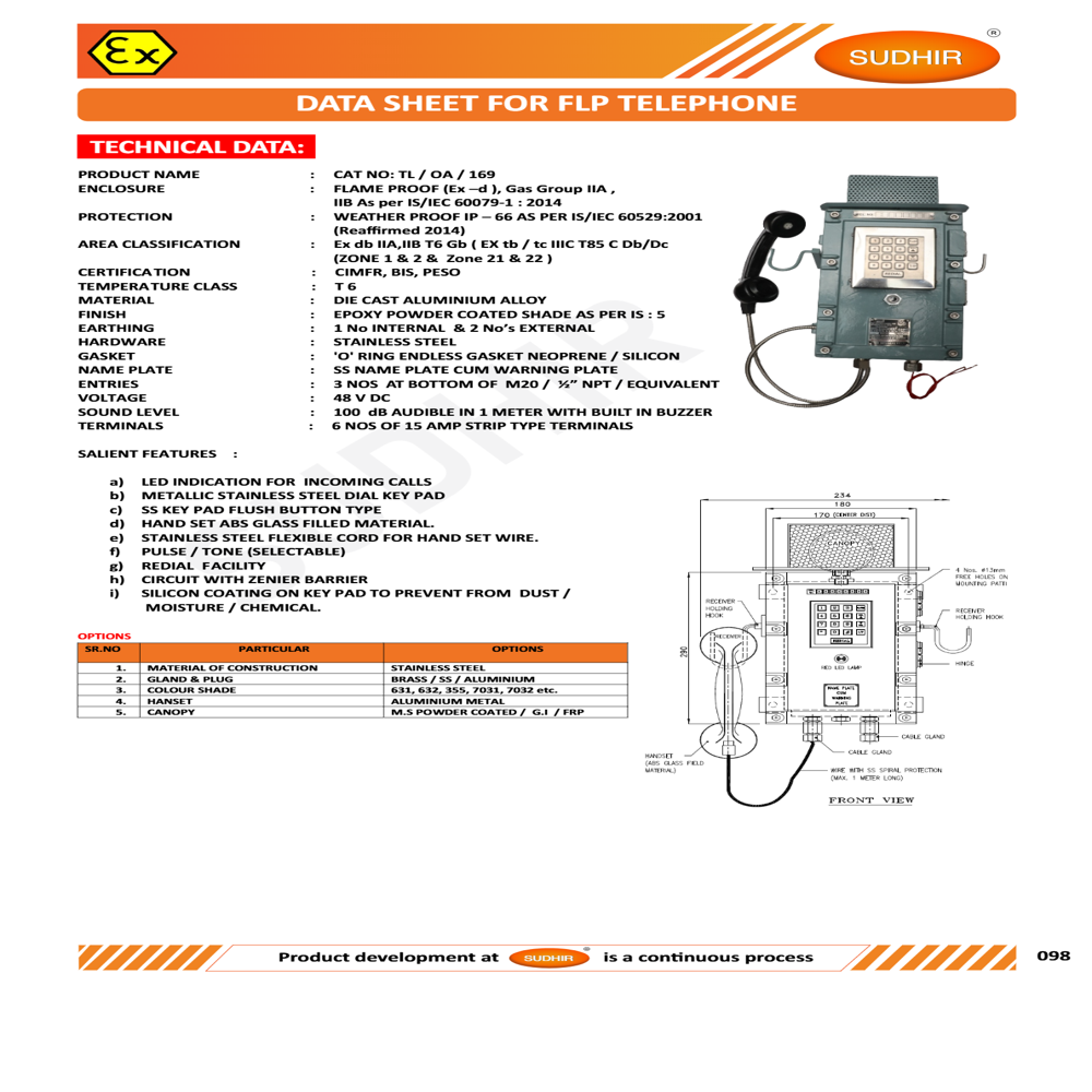 Electric Flameproof Telephone System - Feature: Explosion Proof