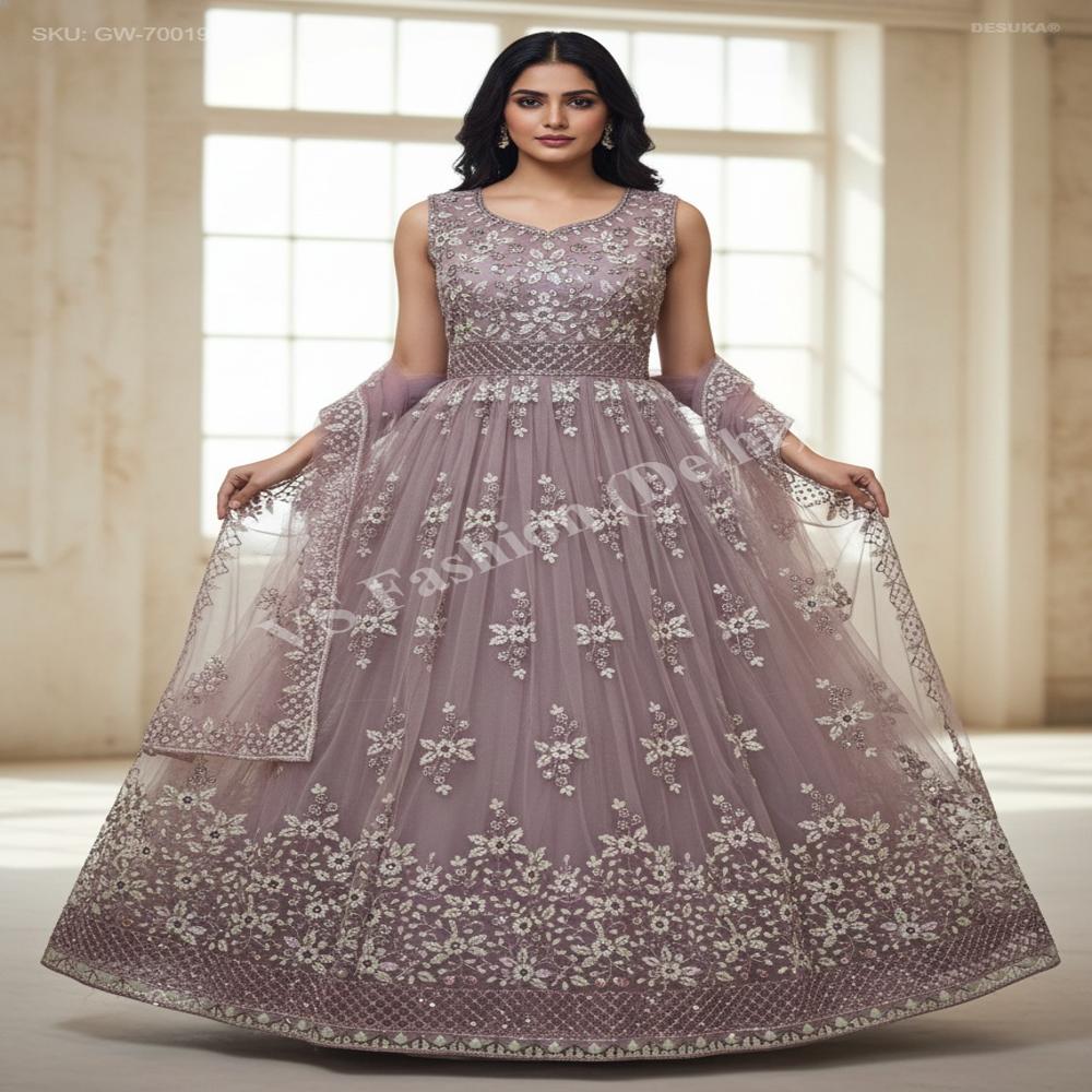 GW-70019 Flared Gown with Duppatta