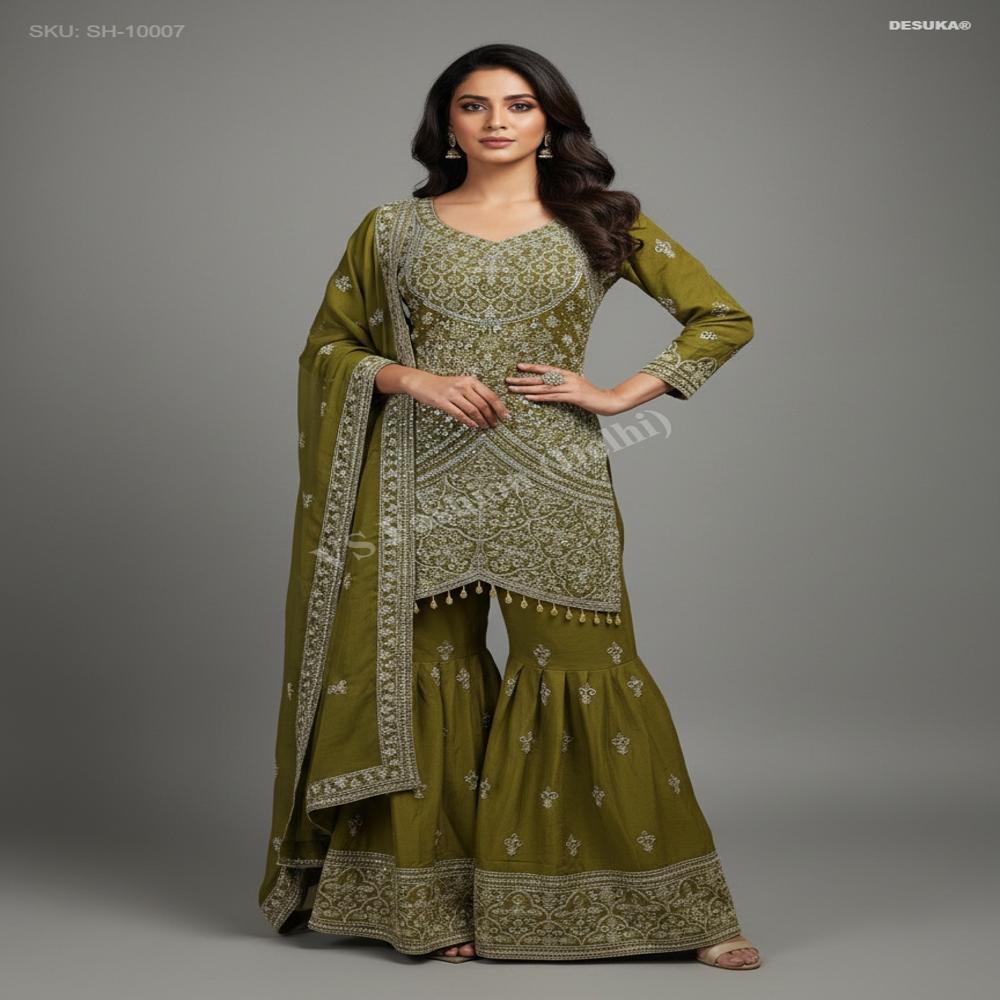SH-10007 Chinon Aari Work Sharara