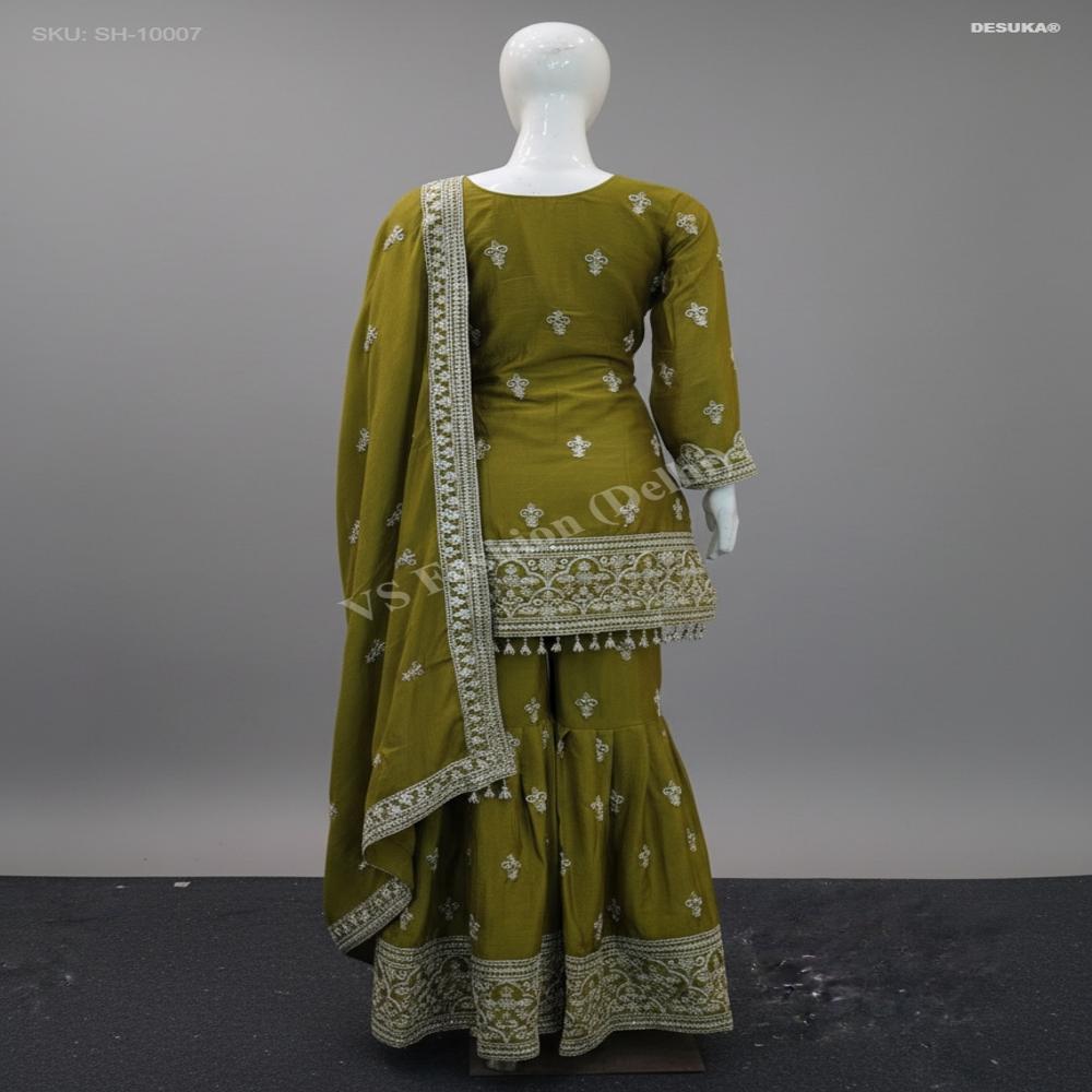 SH-10007 Chinon Aari Work Sharara