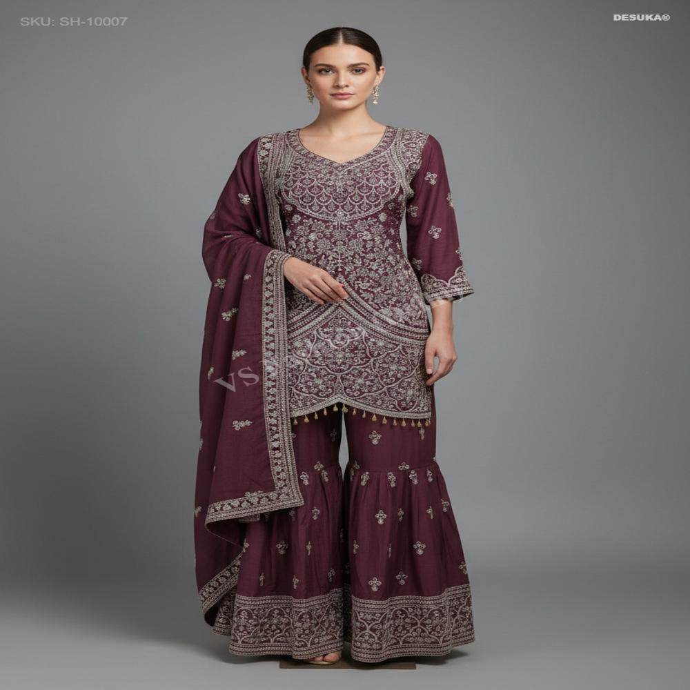 SH-10007 Chinon Aari Work Sharara