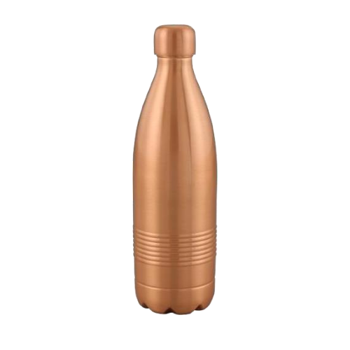 Copper Atlas Bottle - Pure Copper 1 Litre, Matte/Shiny Finish, Leakproof Screw Cap