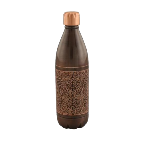 Copper Atlas Bottle - Pure Copper 1 Litre, Matte/shiny Finish, Leakproof Screw Cap