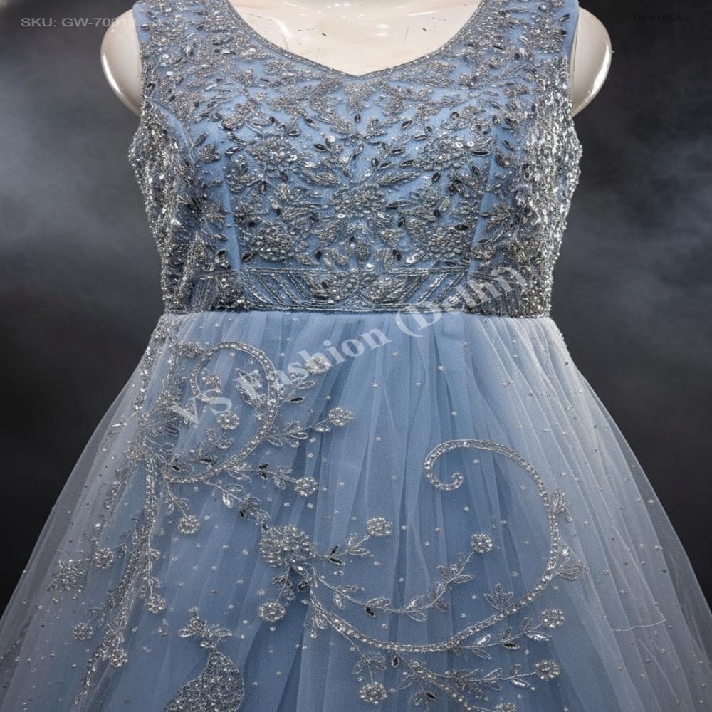 GW-70013 Net Evening Gown with Dupatta
