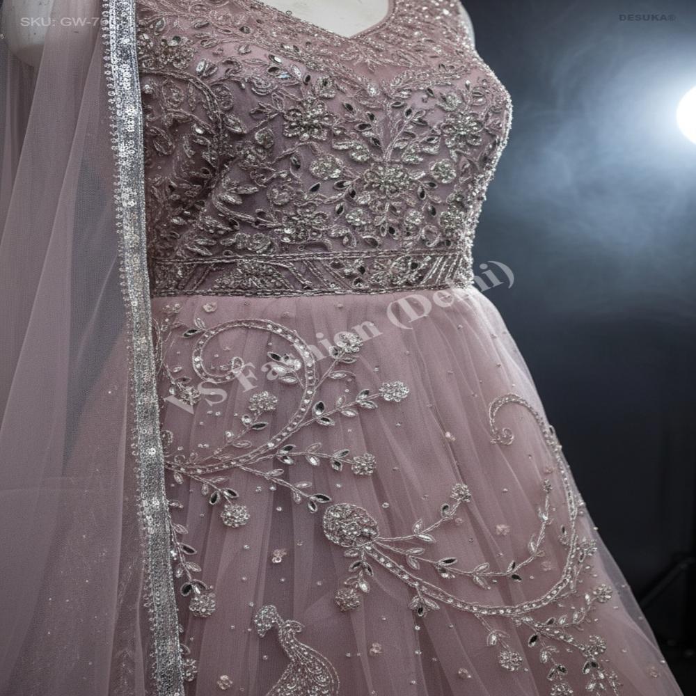 GW-70013 Net Evening Gown with Dupatta