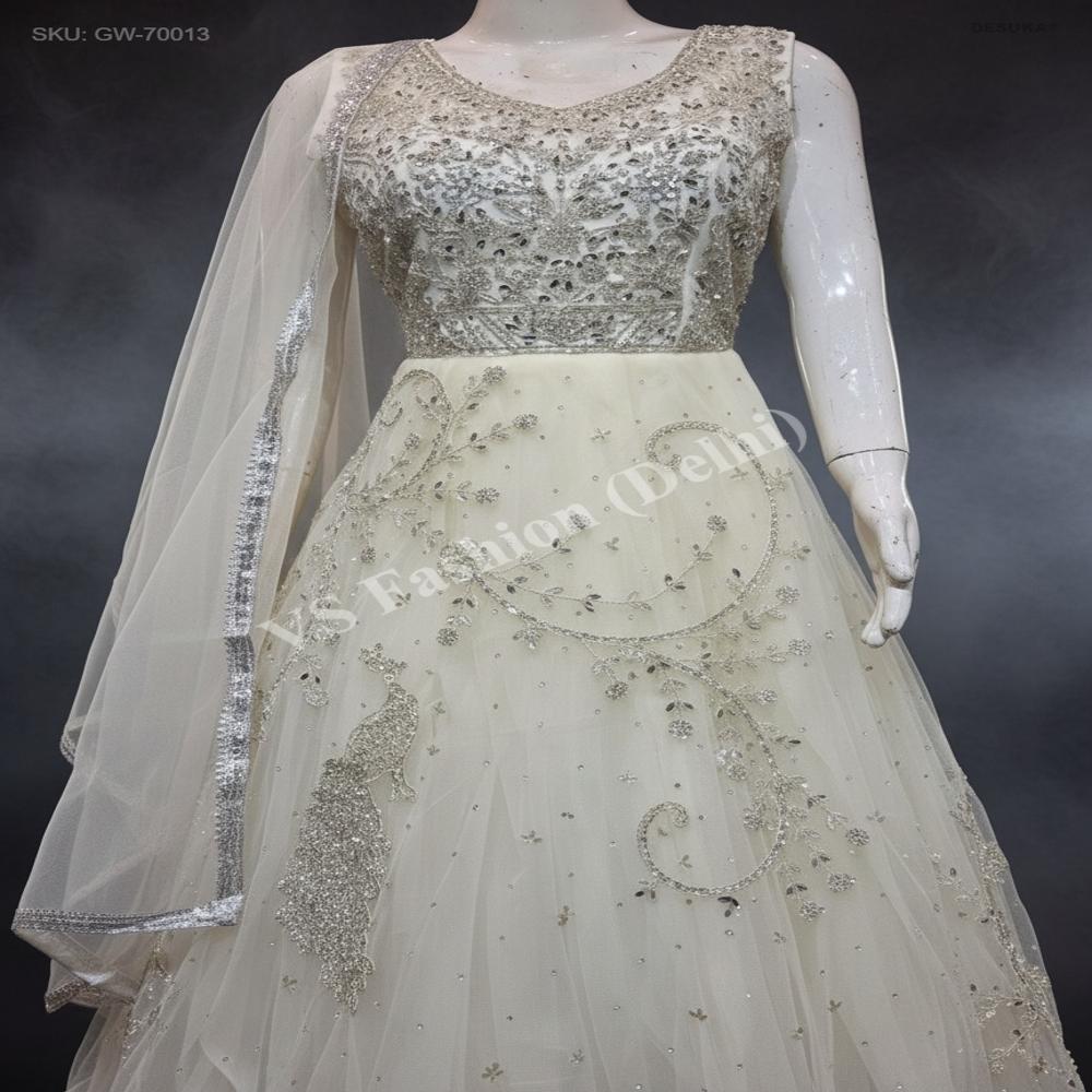 GW-70013 Net Evening Gown with Dupatta
