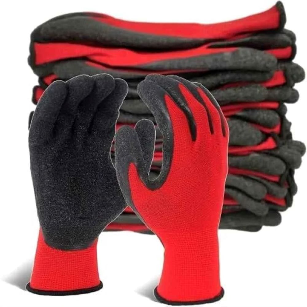 Sunlong Latex Dip Hand Gloves - Latex Examination Gloves, Full Finger Style, Red/black Color