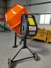 Mini Concrete Mixer Machine - Mild Steel 500l Drum, Orange Drum Black Stand, Electric Motor Drive 15r/min, Semi-automatic