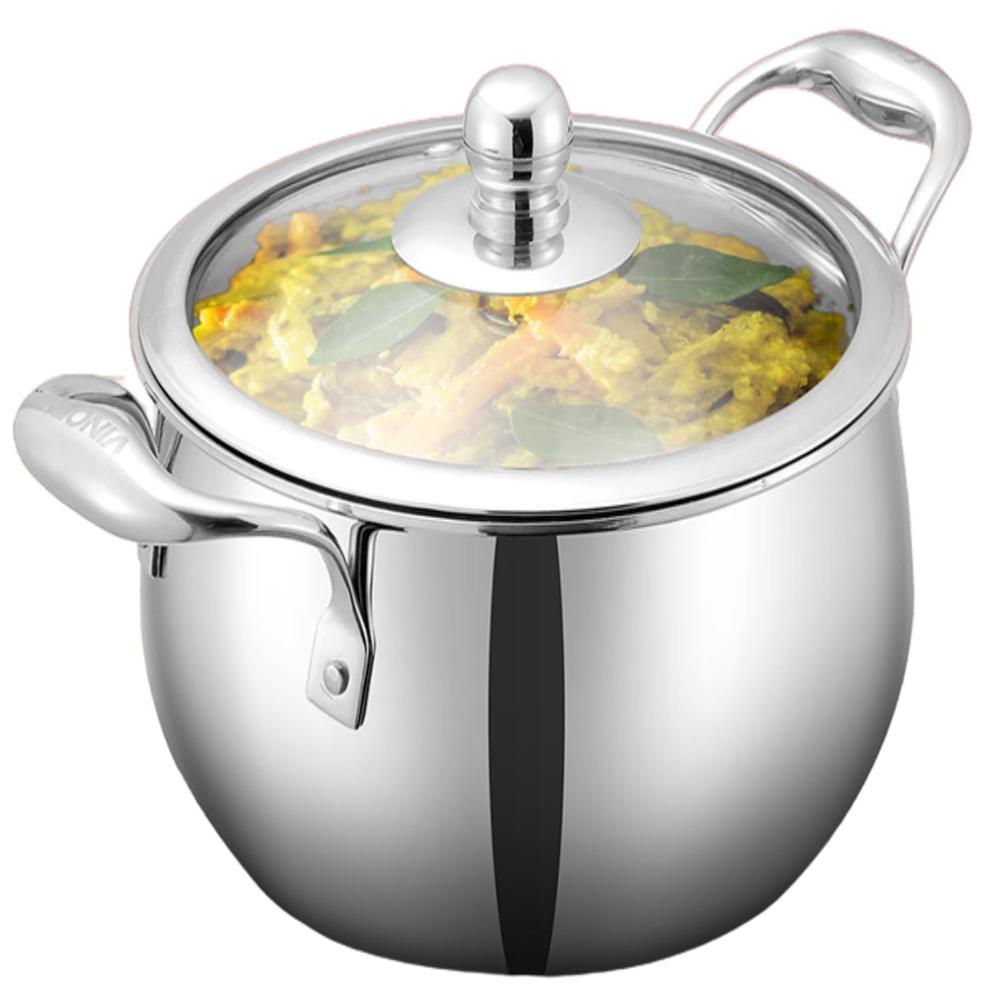 Vinod Belly Shape Platinum Triply Stainless Steel Saucepot