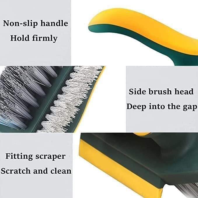 Grout Cleaner Brush 4 in 1 with Squeegee,Bathroom Cleaning Brushes,V-Shape Gap Scrub Brush Crevice Cleaning Brush Tools, Multifunctional scrubbing Floor Brush