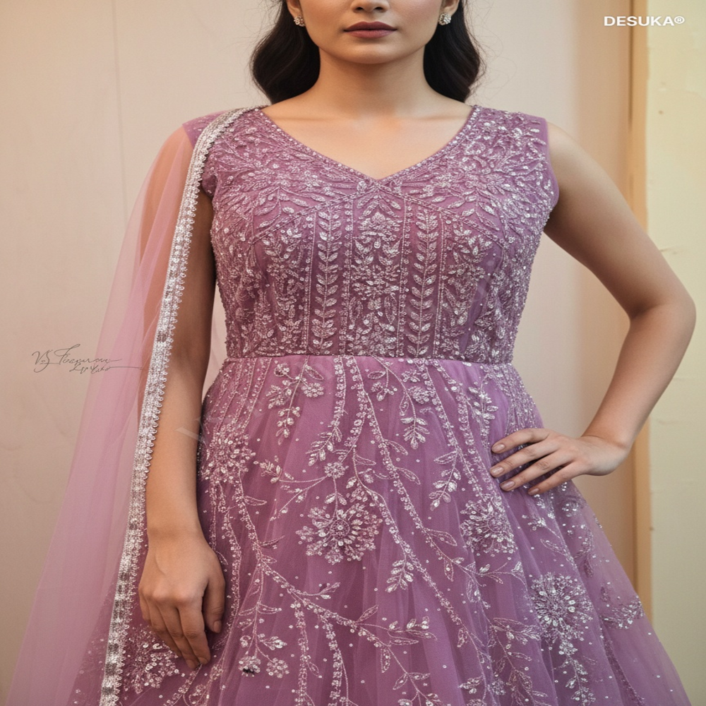 GW-70001 Premium Net Designer Gown