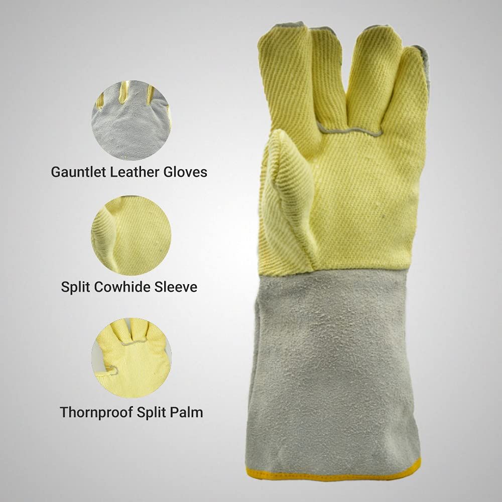 Palm kevlar leather hand gloves