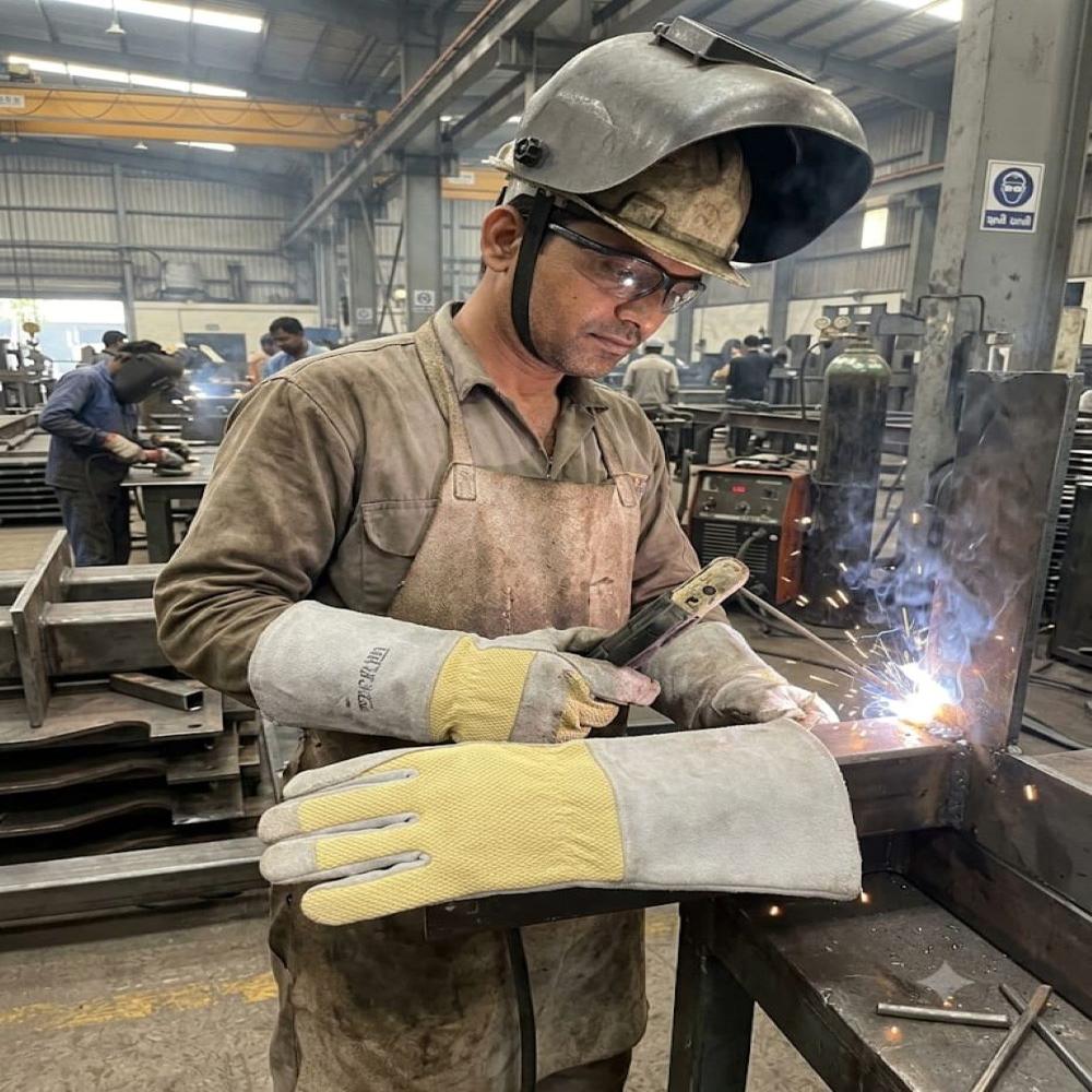 Palm kevlar leather hand gloves