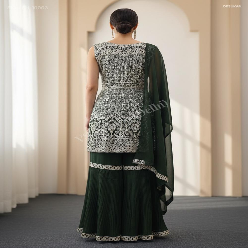 SH-10003 Georgette Sharara Sequin Suit