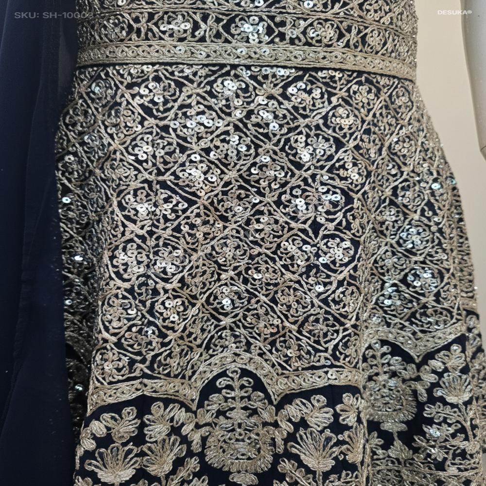 SH-10003 Georgette Sharara Sequin Suit