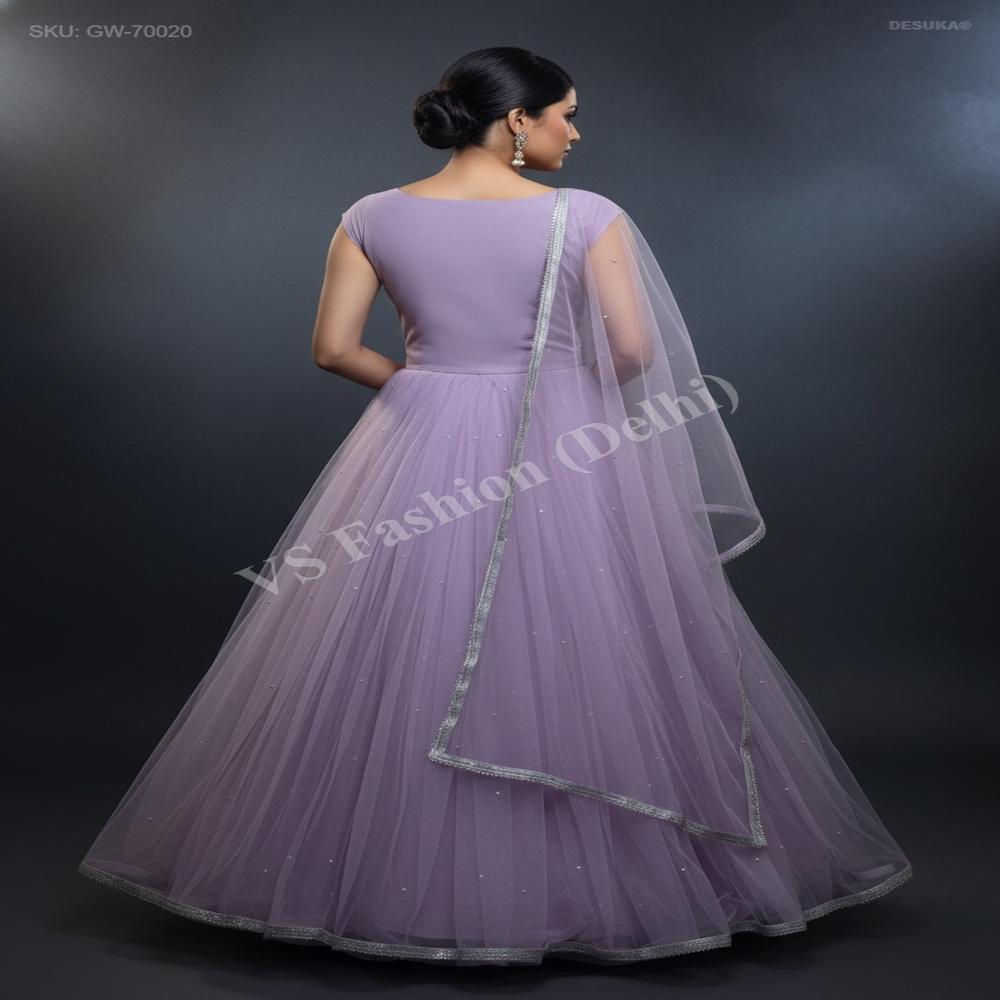 GW-70020 Flared Gown with Cut-Dana