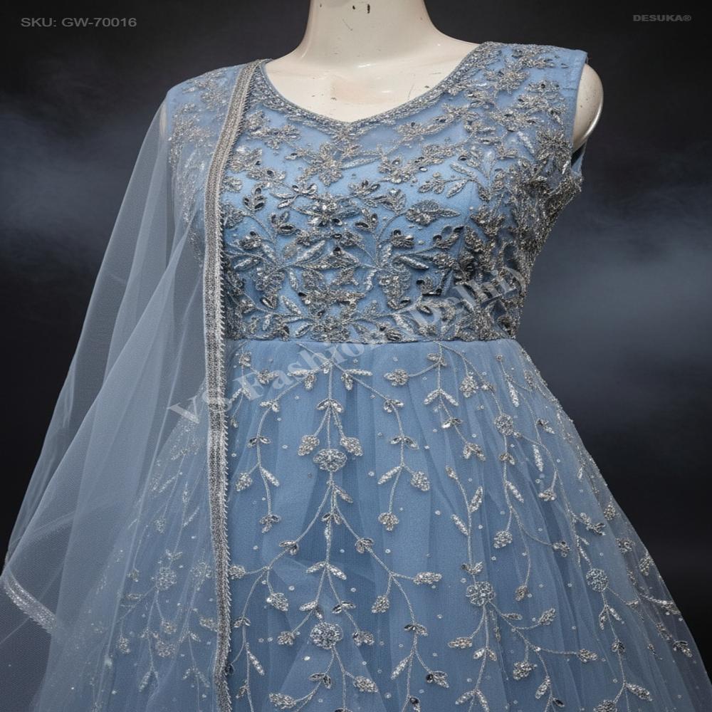 GW-70016 Floor-Length Gown with Dupatta