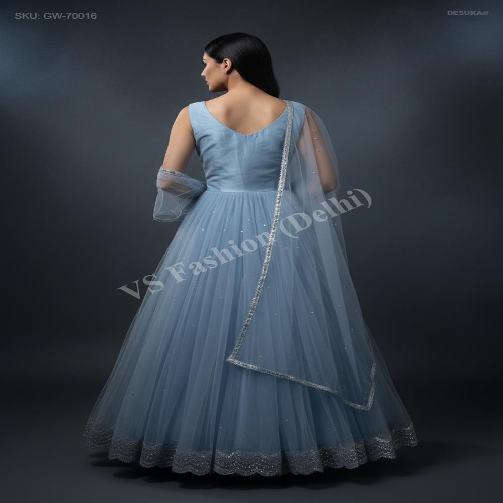 GW-70016 Floor-Length Gown with Dupatta