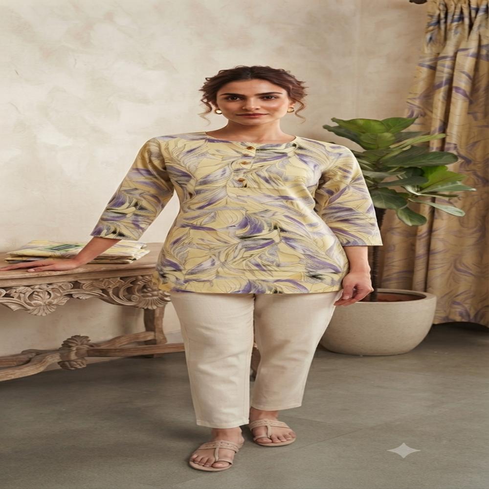 Rayon Foil Print Short Kurti
