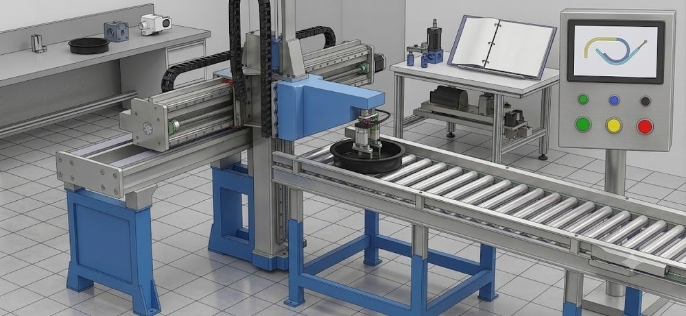 Designing of conveyor with pick and place unit