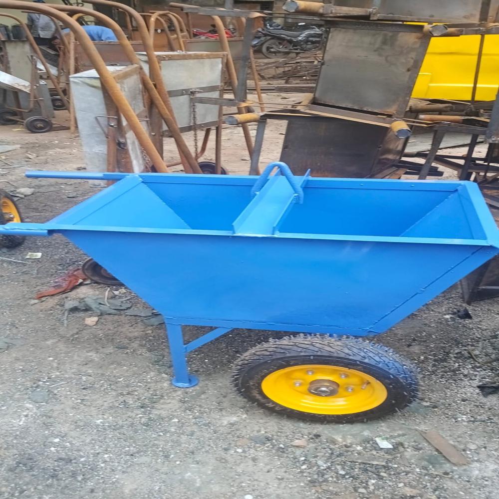 Double Wheel Barrow Trolley For Constructions | Monkey Hoist Trolley & Thela Heavy Duty Of Shifting Of Concrete Bricks Sand - Capacity: 120-150 Liters
