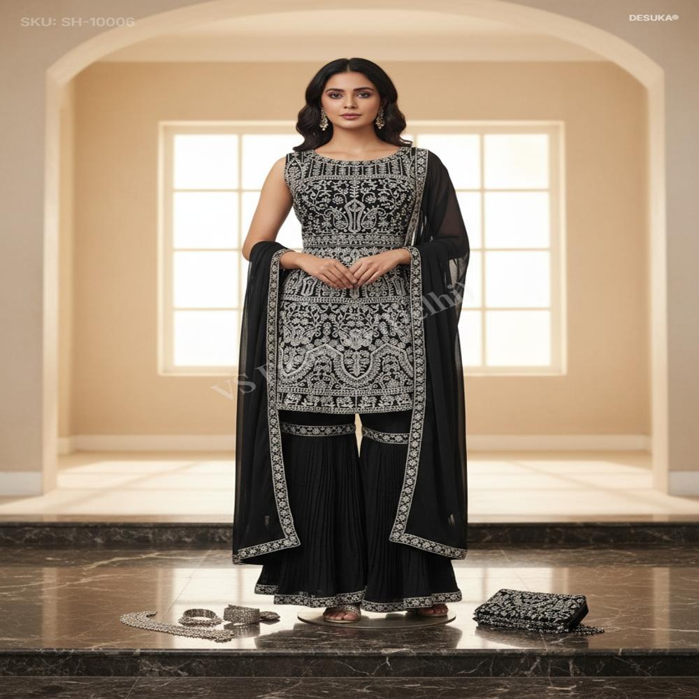 SH-10006 Georgette Peplum Sharara