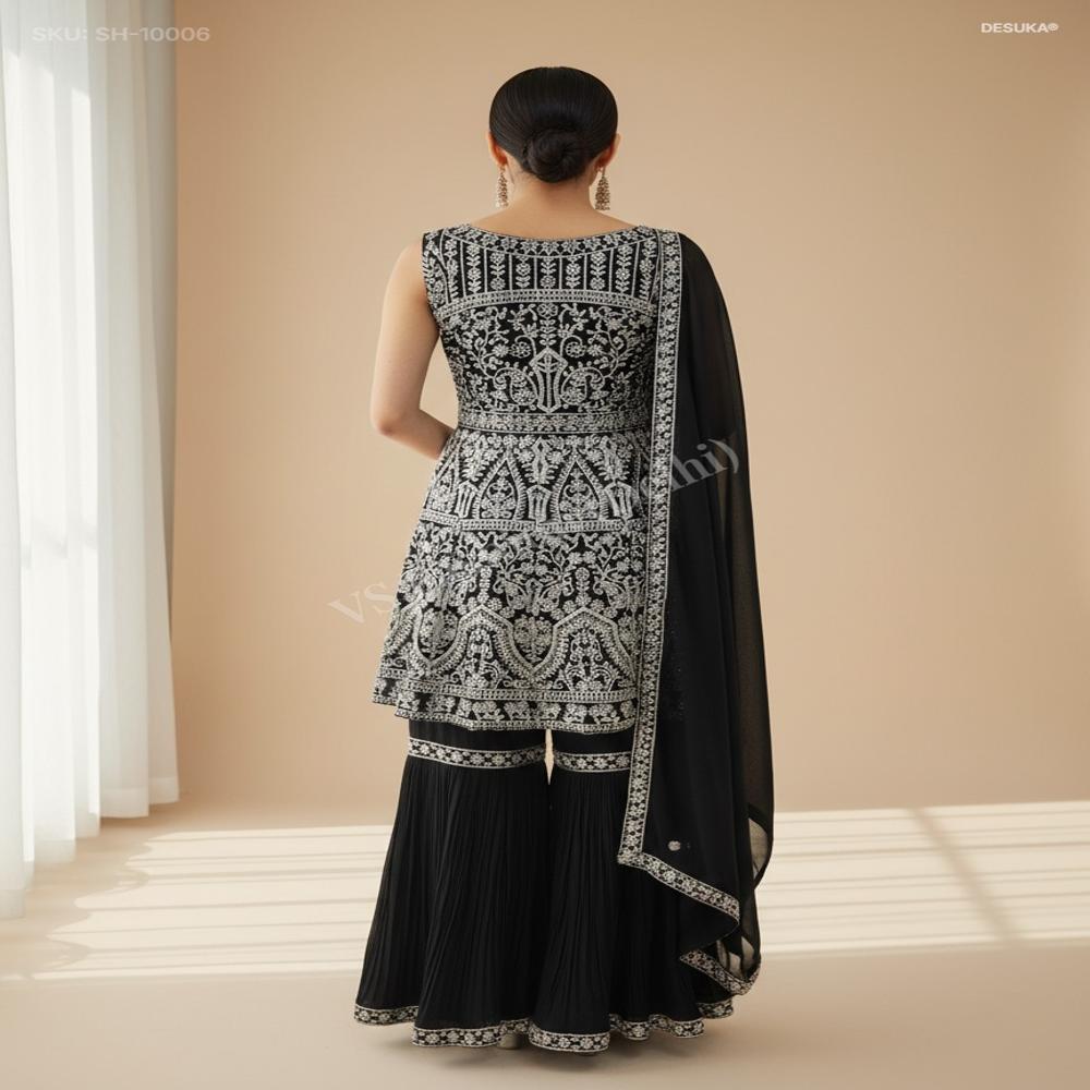 SH-10006 Georgette Peplum Sharara