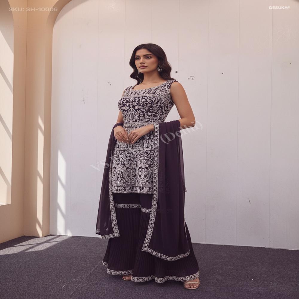 SH-10006 Georgette Peplum Sharara