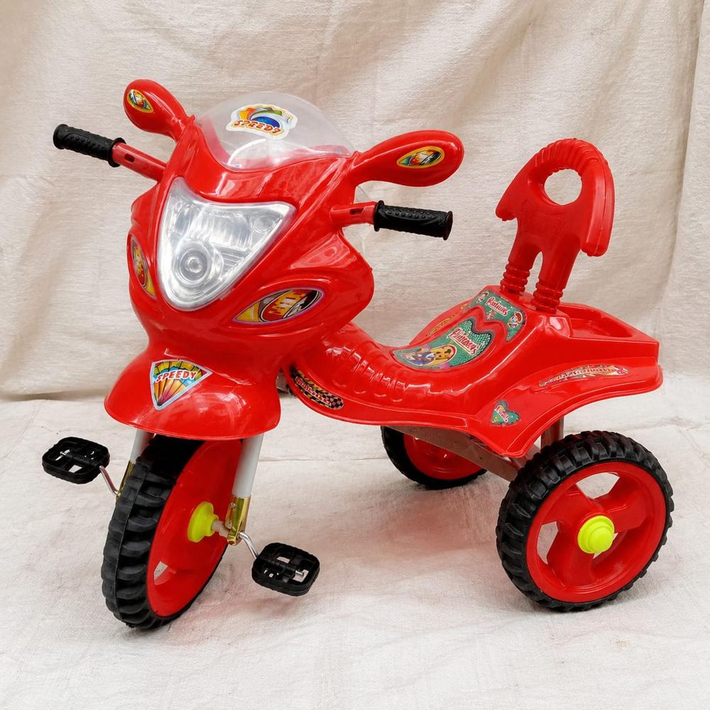 Ktm Dlx Tricycle - Plastic-metal Frame, Small Size, Red With Yellow Accents | Stable Tri-wheel, Moulded Seat, Non-slip Pedals, Optional Music