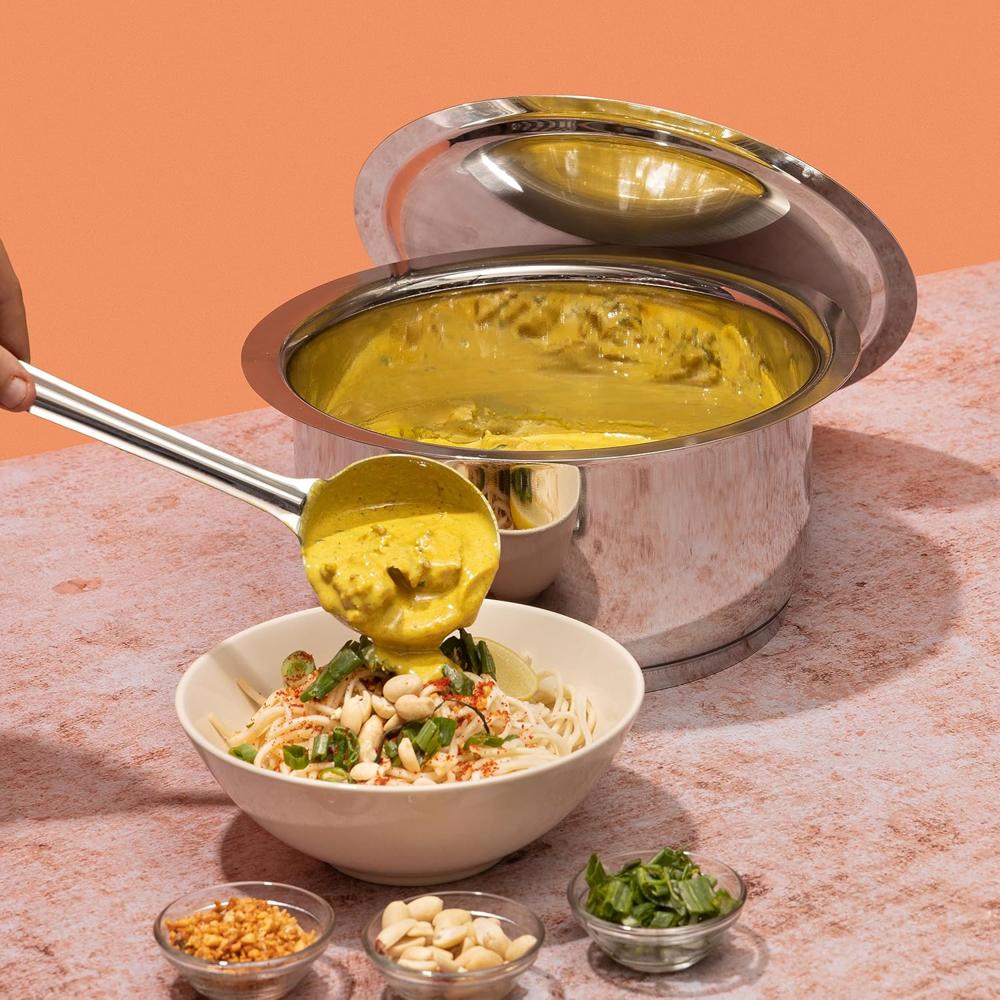 Vinod Stainless Steel 304 Grade Tope/Patila/Topiya with Lid - Diameter 14 cm, Capacity 1.1 Litre, Induction and Gas Stove Friendly, 2 Year Warranty, Silver