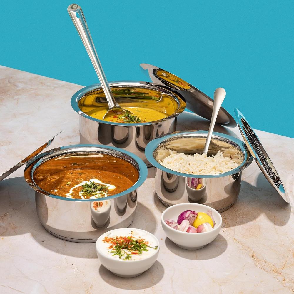 Vinod Stainless Steel 304 Grade Tope/Patila/Topiya with Lid - Diameter 14 cm, Capacity 1.1 Litre, Induction and Gas Stove Friendly, 2 Year Warranty, Silver