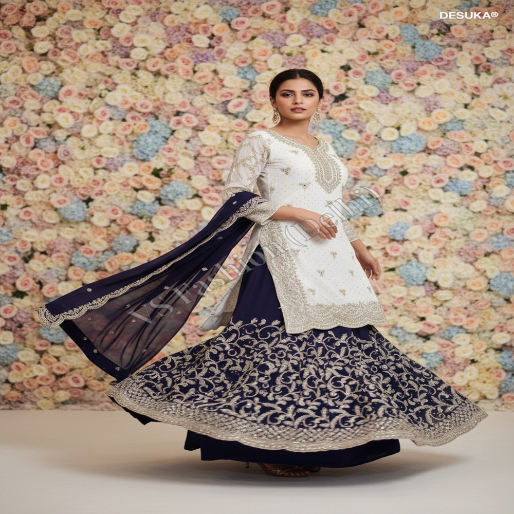 SH-10001 Georgette Embroidery Sharara