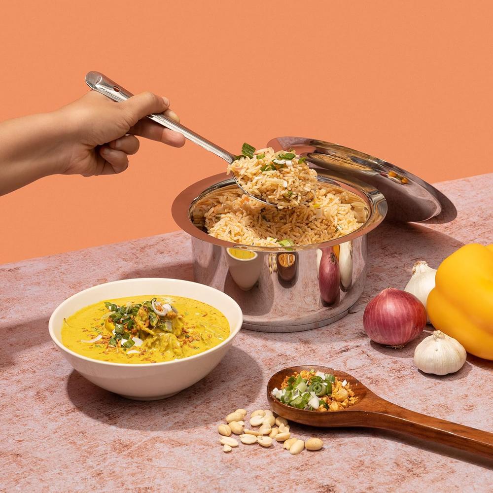 Vinod Stainless Steel 304 Grade Tope/Patila/Topiya with Lid - Diameter 20 cm, Capacity 3Litre, Induction and Gas Stove Friendly, 2 Year Warranty, Silver