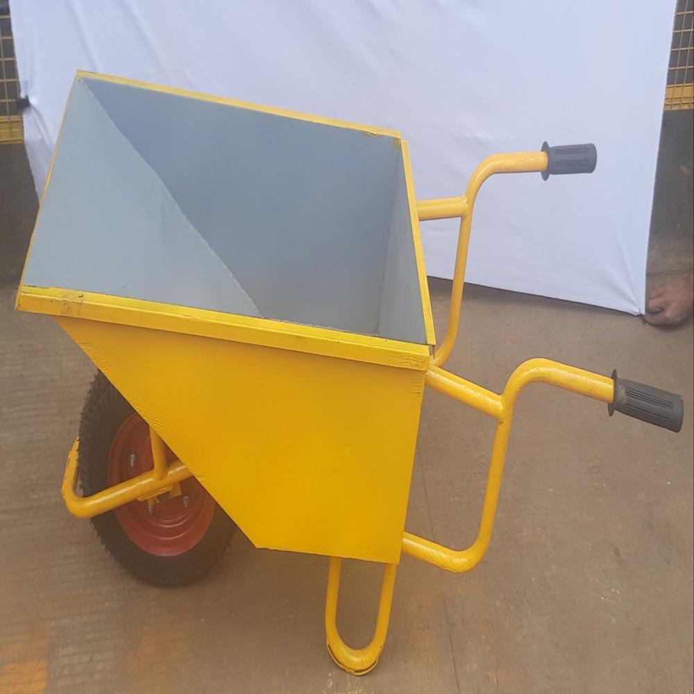Single Wheel Barrow - Mild Steel Tubular Frame 1300x600x650mm, Blue Tray | Pneumatic Rubber Wheel, Hardwood Handles, 120kg Load Capacity