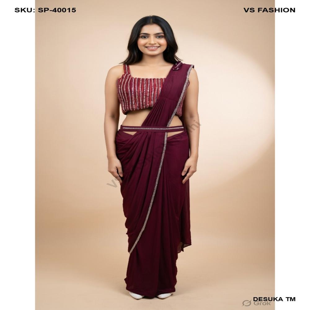 SP-40015 Lycra Pre-Draped Saree