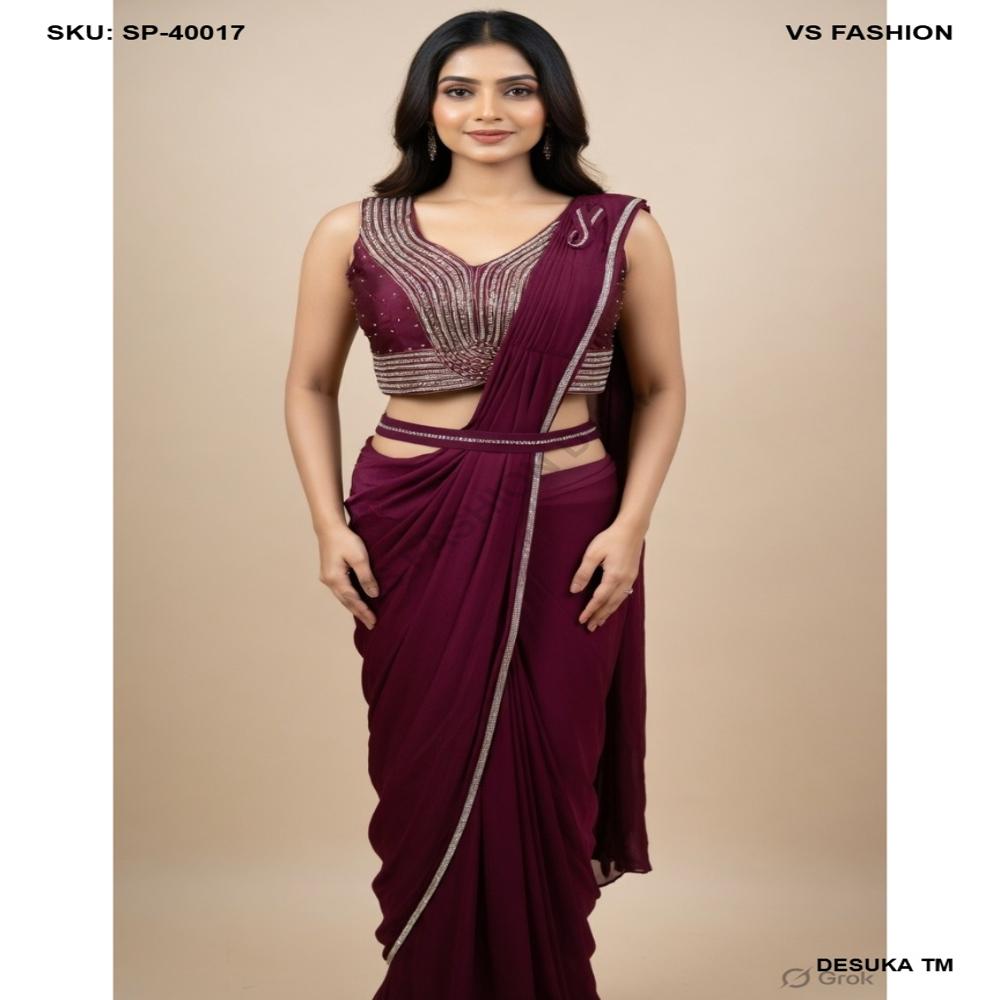 SP-40017 Aura Premium Draped Saree