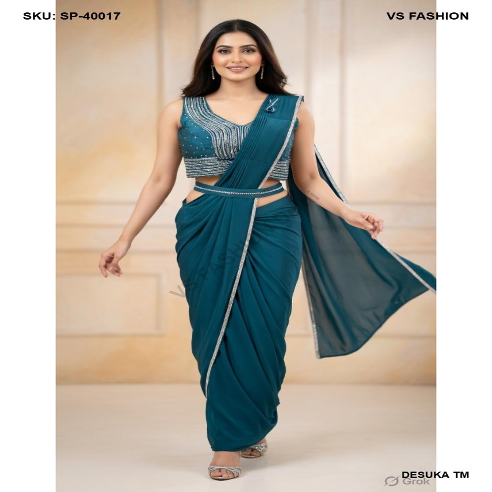 SP-40017 Aura Premium Draped Saree