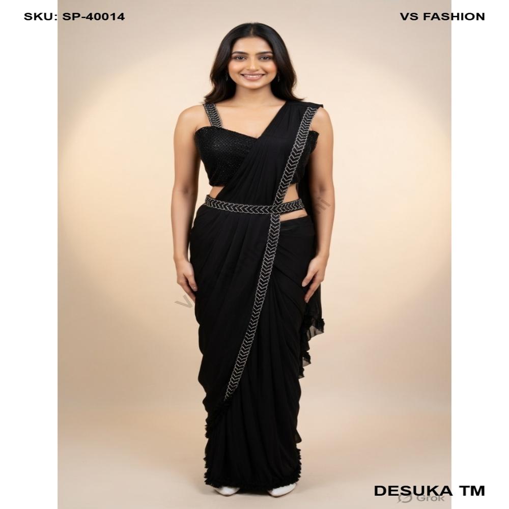 SP-40014 Designer Black Saree