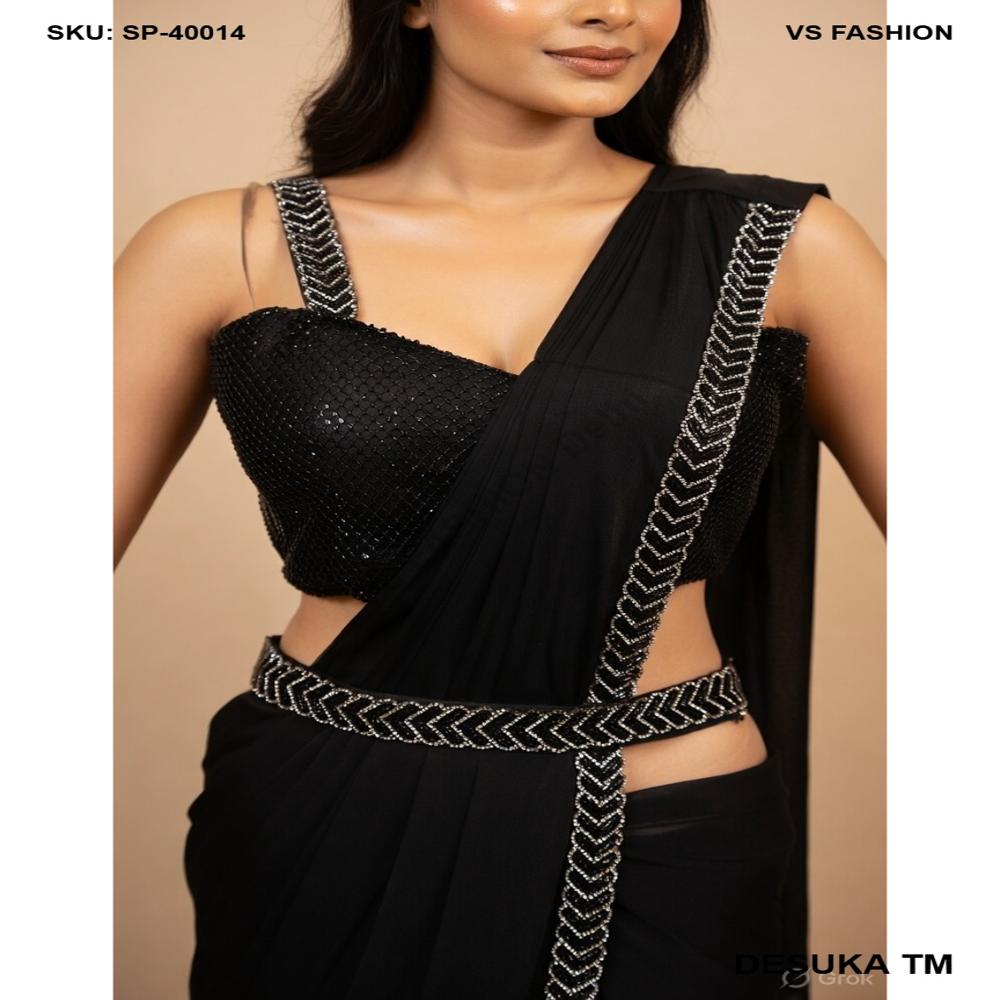 SP-40014 Designer Black Saree