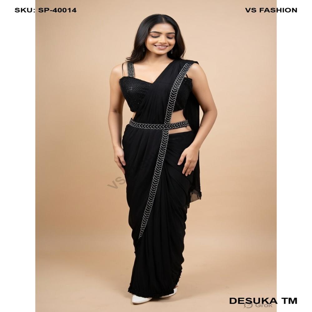 SP-40014 Designer Black Saree