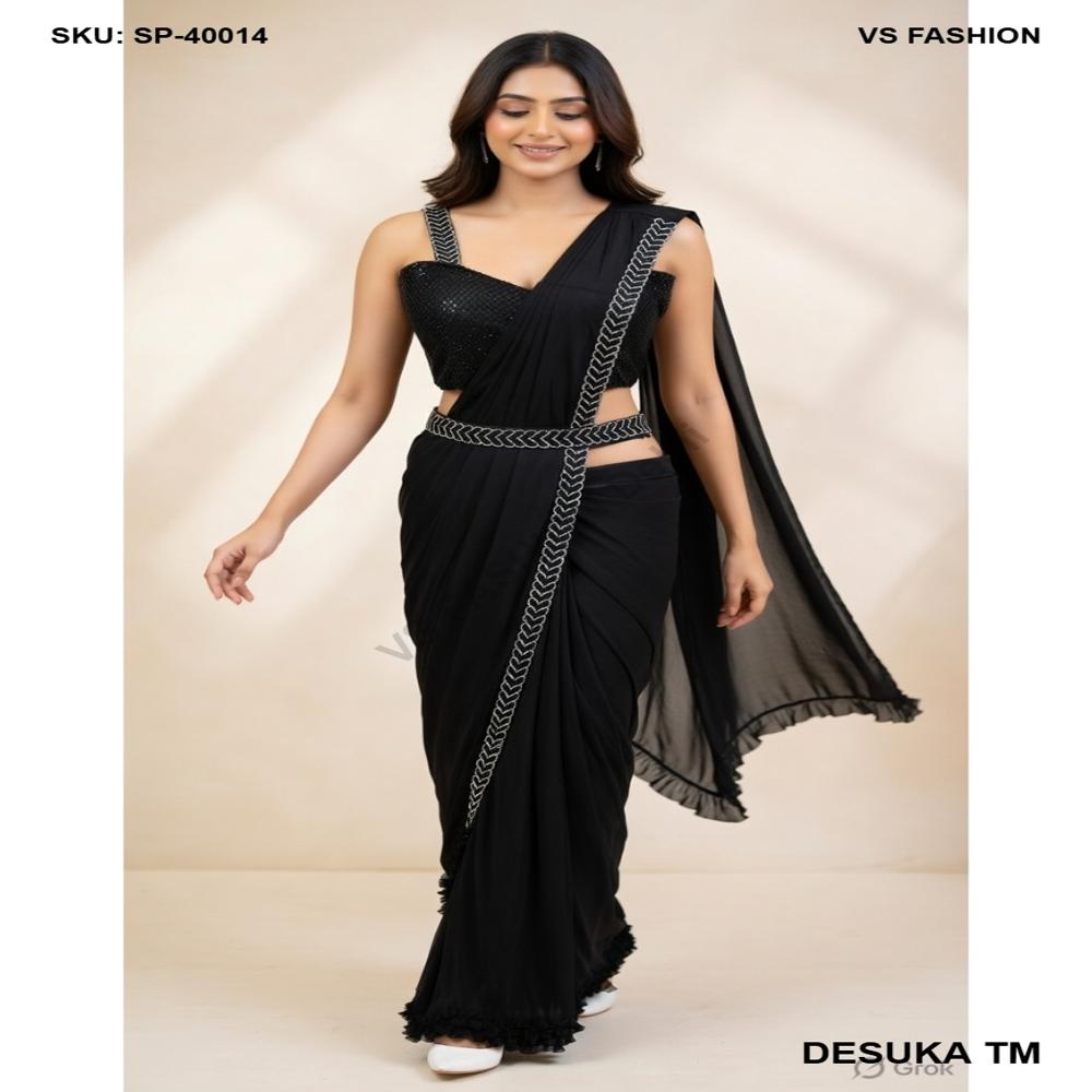 SP-40014 Designer Black Saree