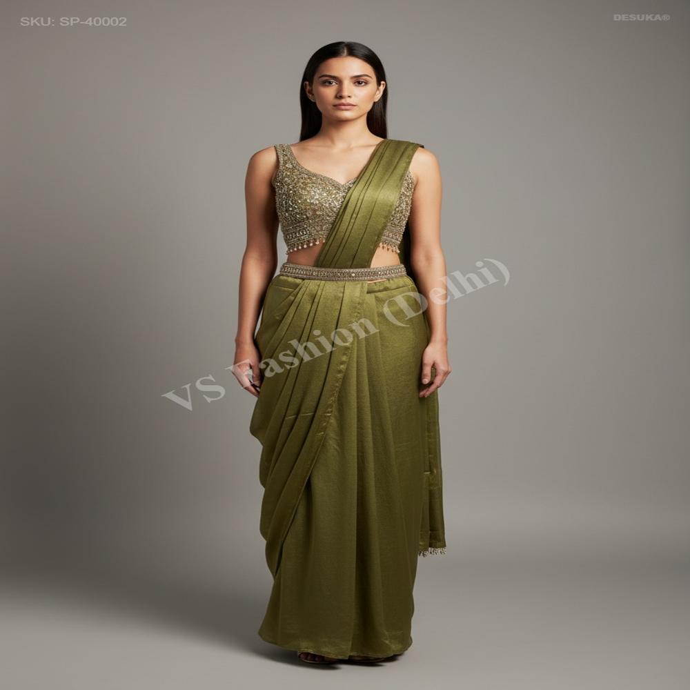 SP-40002 Fendi Silk Pre-draped Saree 